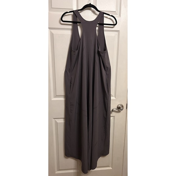 Athleta Presidio Laser Cut Dress Medium Asymmetric Maxi Racer Back Athleisure - Picture 10 of 11